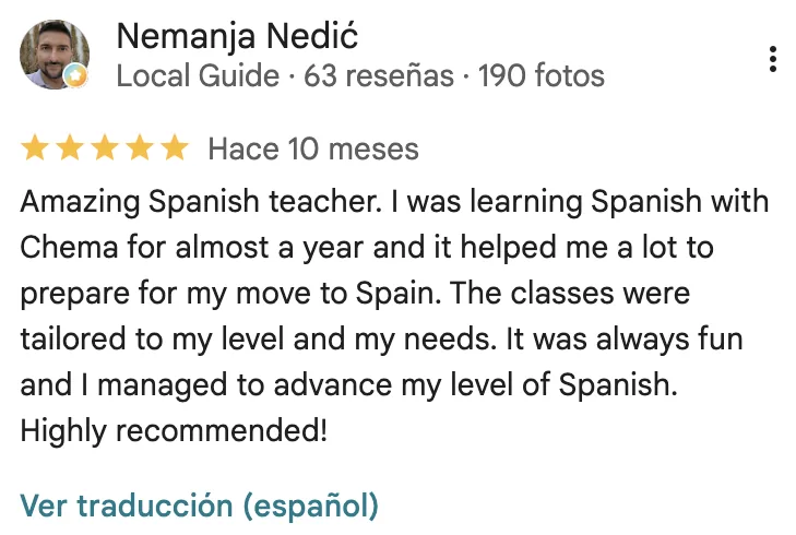 Google review of Chema