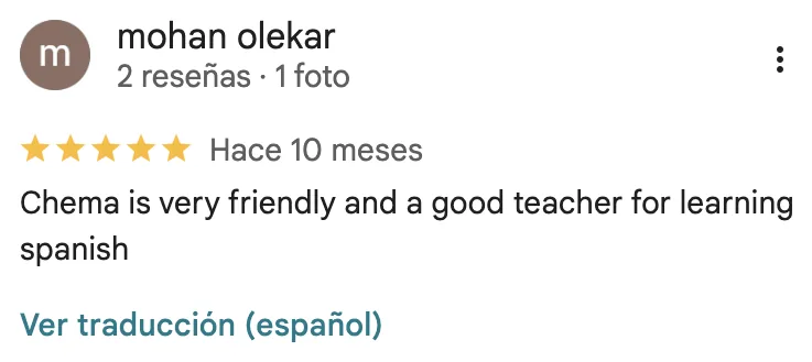 Google review of Chema